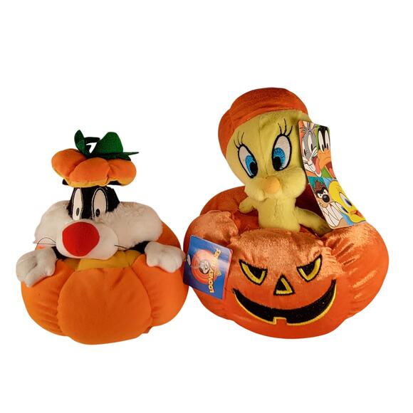 Looney Tunes Halloween Plush Tweety & Sylvester in Pumpkins Stuffed Animal Lot - Picture 12 of 16
